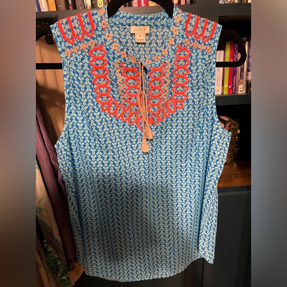 J Crew size 6 cotton colorful top